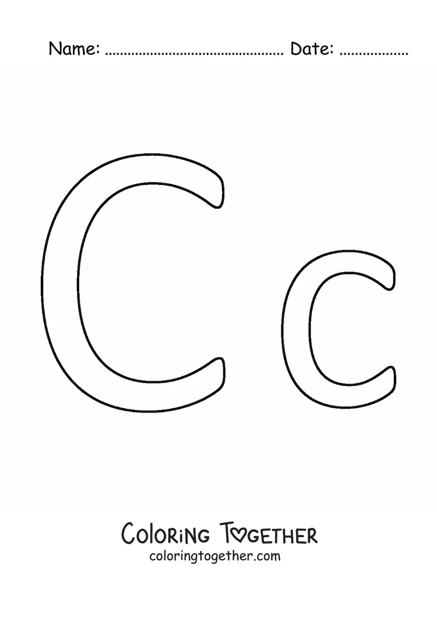 Coloring page of an easy uppercase and lowercase letter C