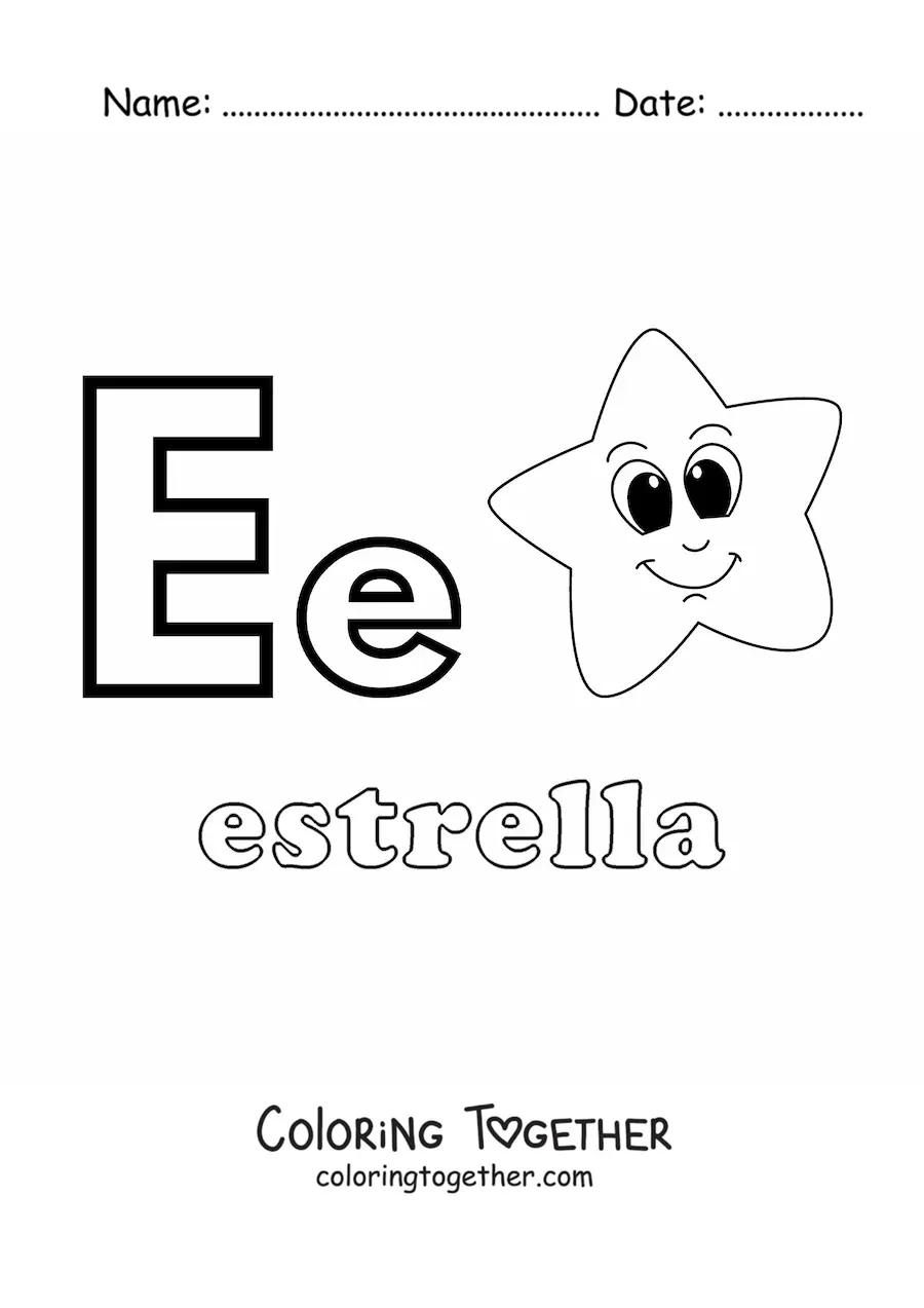 Coloring page of E is for star
