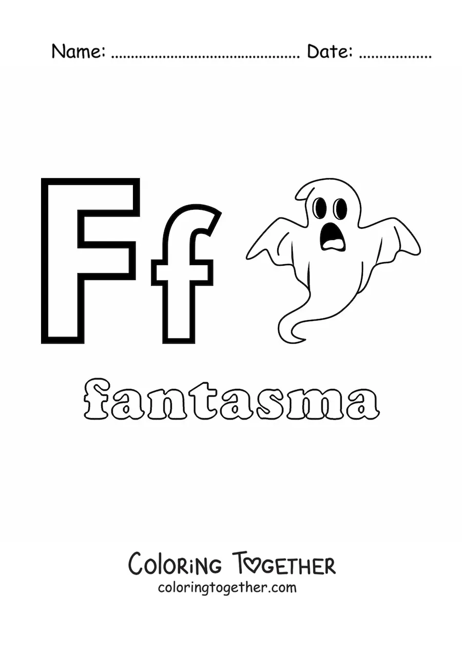 Coloring page of f is for ghost