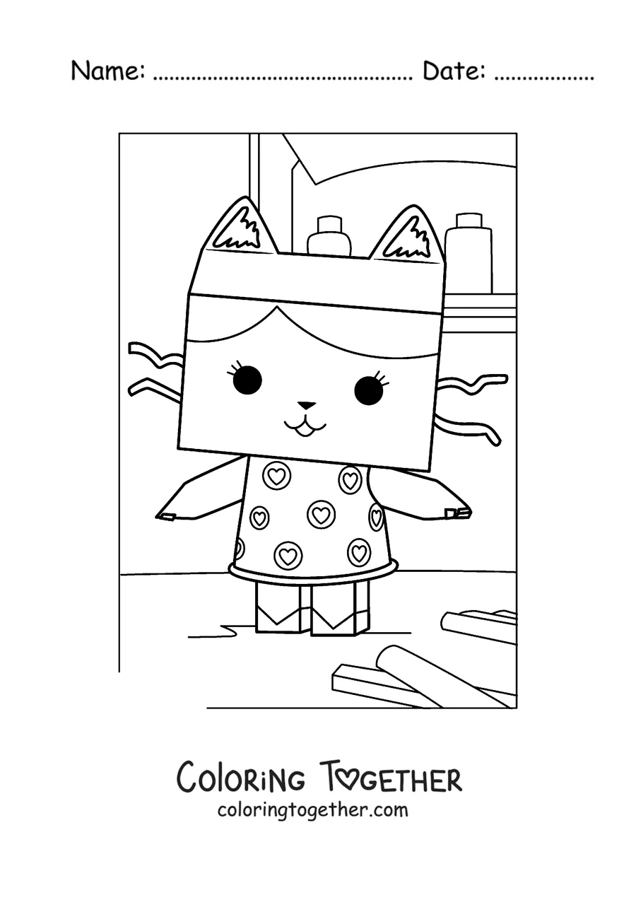 Coloring page of Baby Box in the craft room