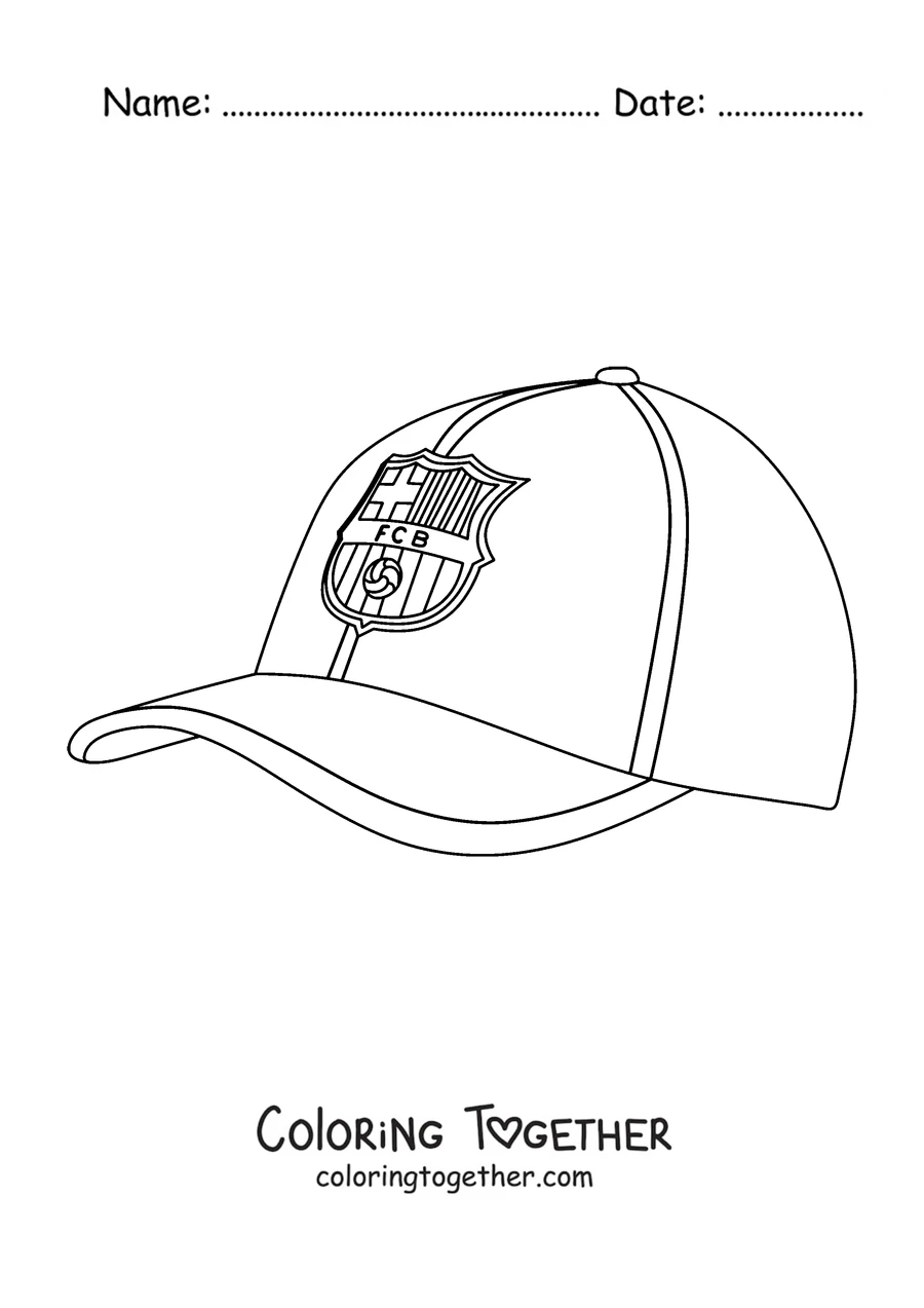Coloring page of a cap with the Barcelona crest