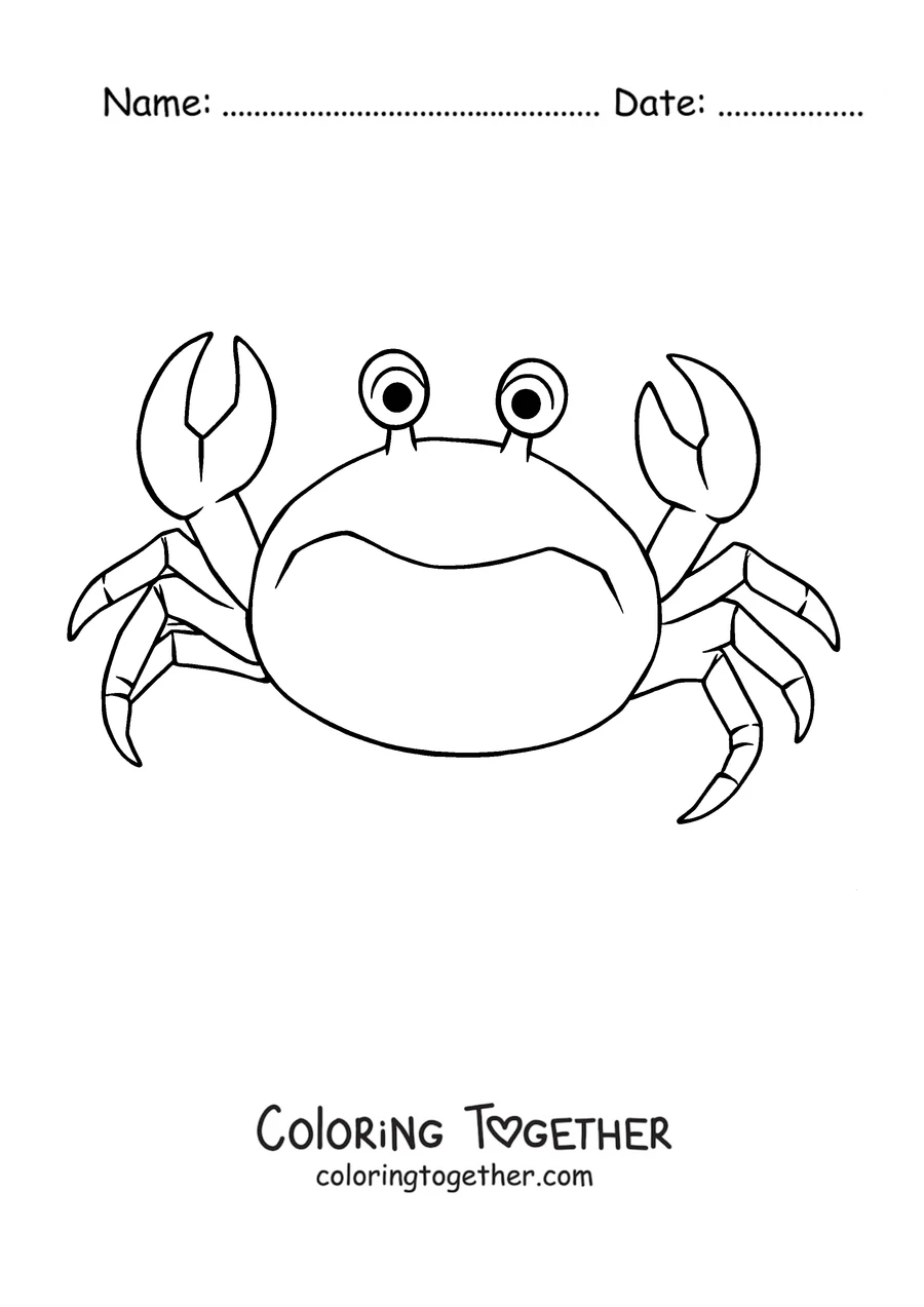 Coloring page of a big crab with its claws raised