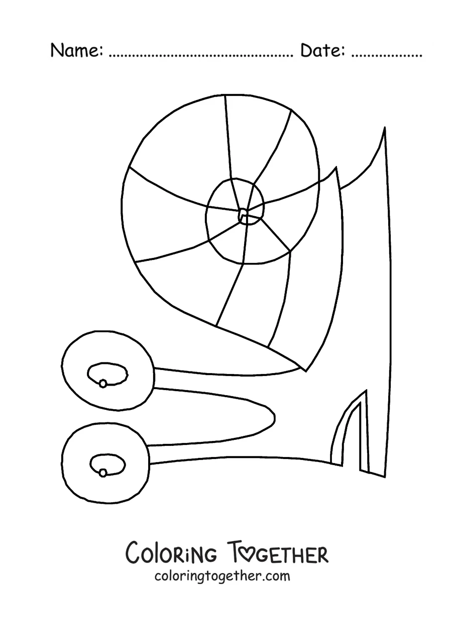 Coloring page of a big snail with a coiled shell