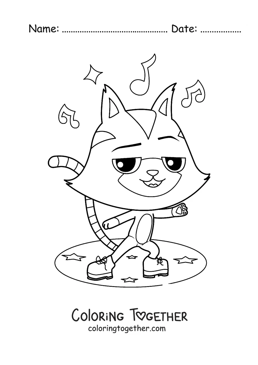 Coloring page of CatRat dancing