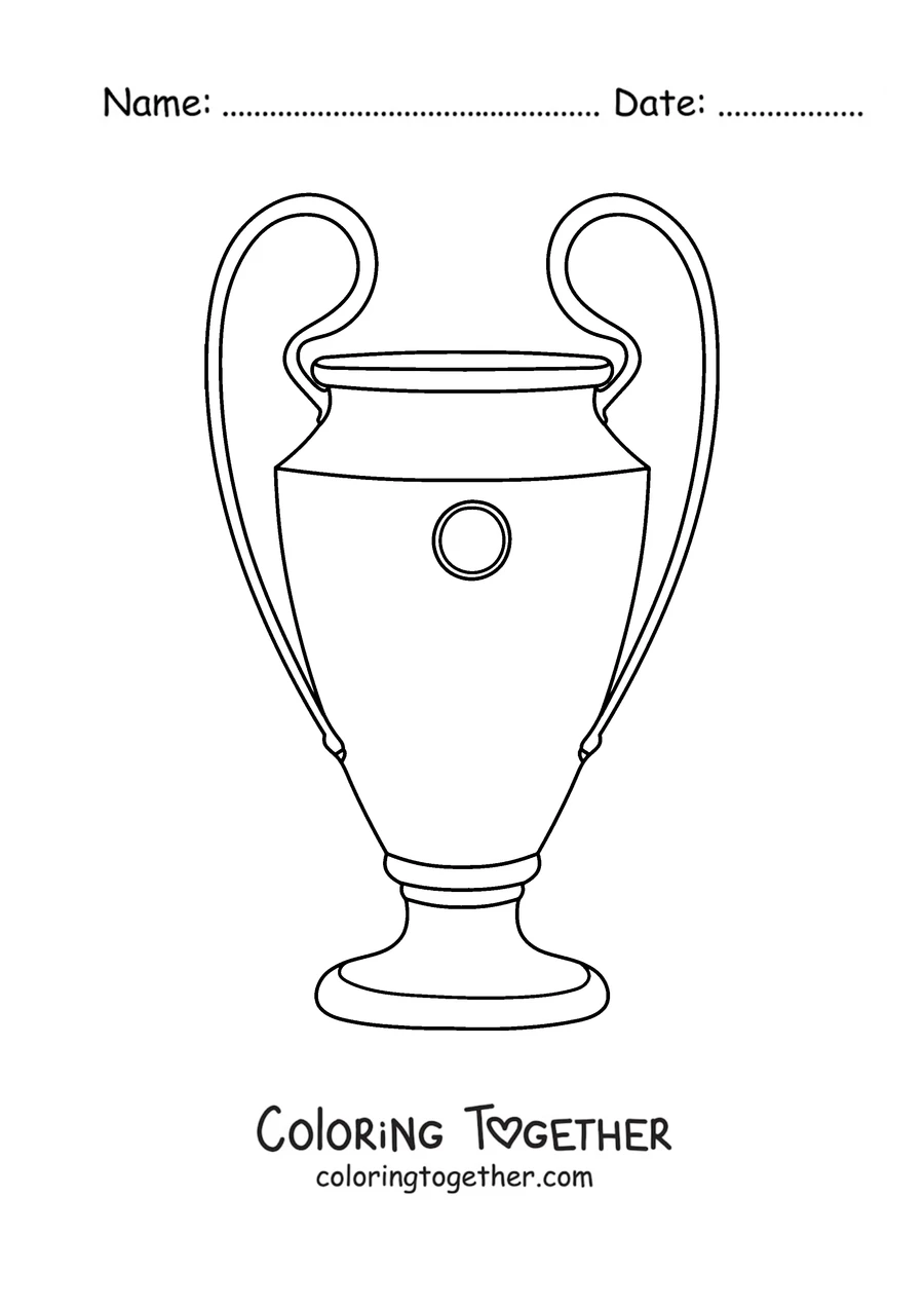 Coloring page of the Champions League trophy with big handles
