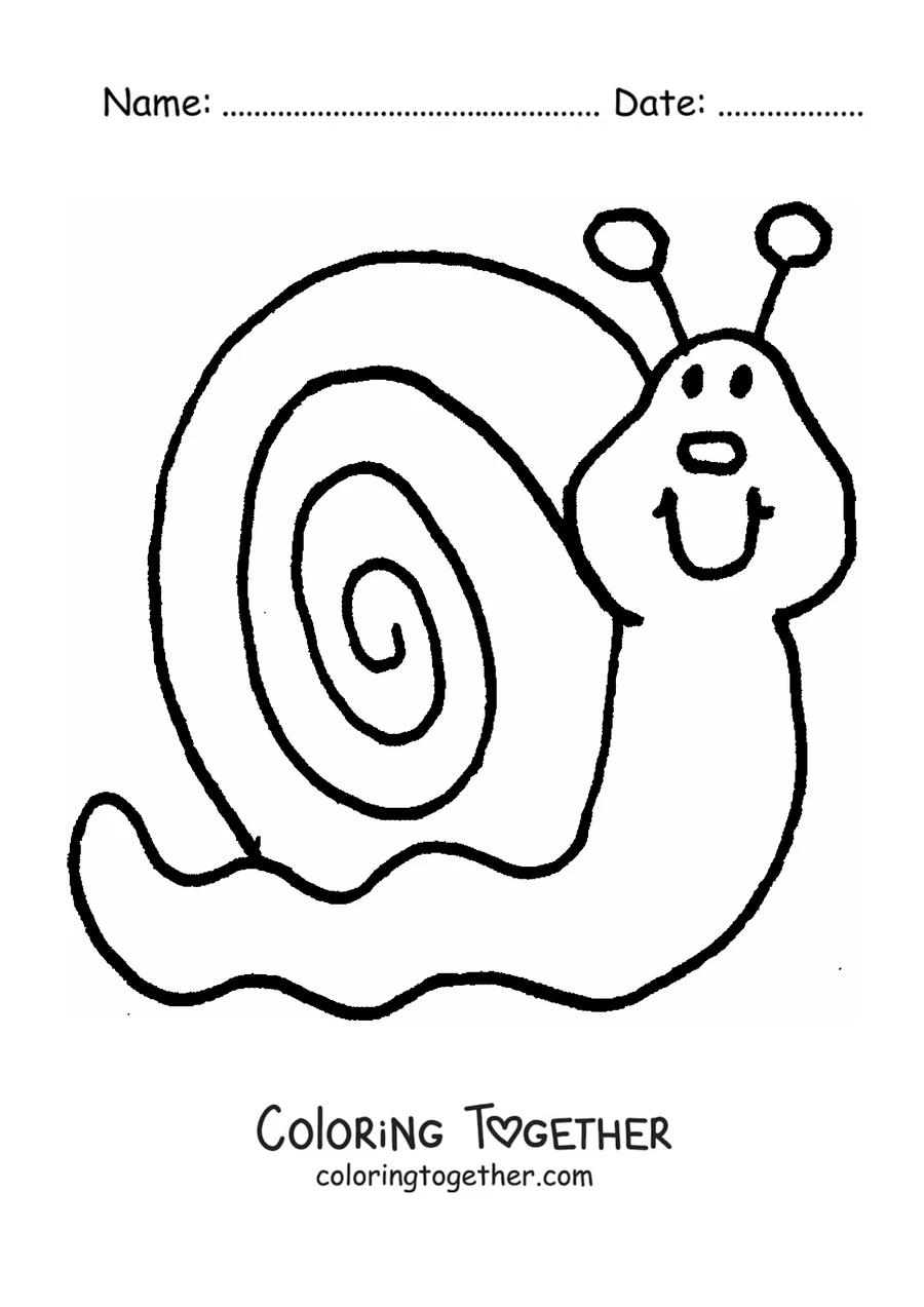 Coloring page of a chubby snail with a round shell