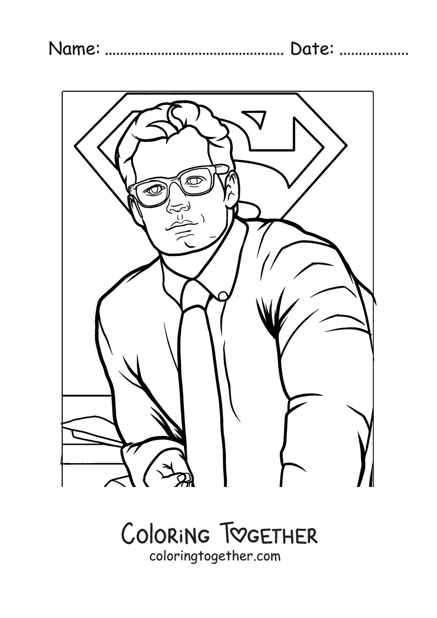 Coloring page of Clark Kent, Superman's secret identity