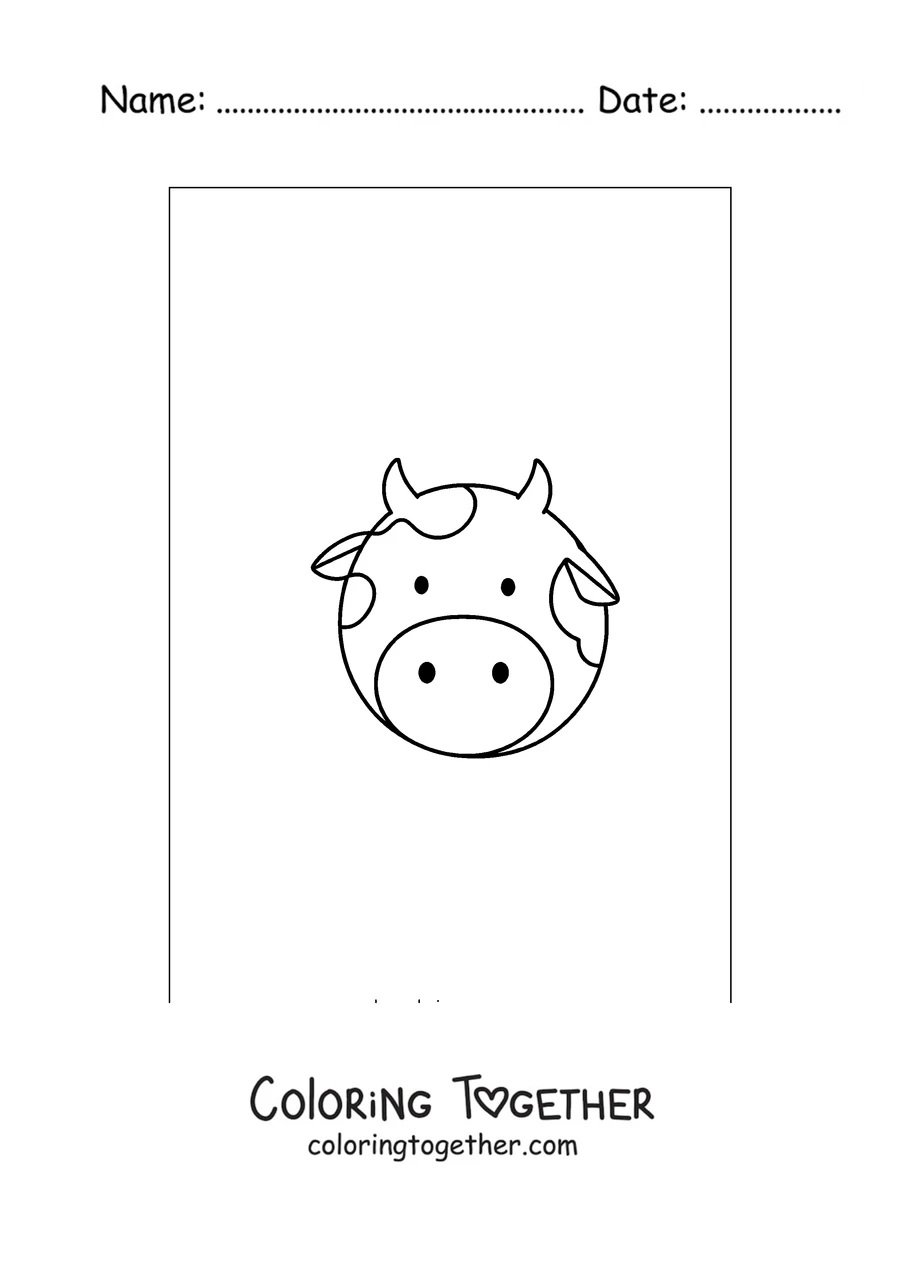 Coloring page of cartoon cow face