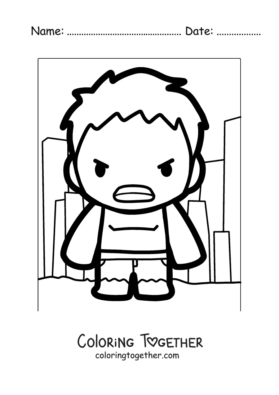 Coloring page of Simple Hulk for little kids
