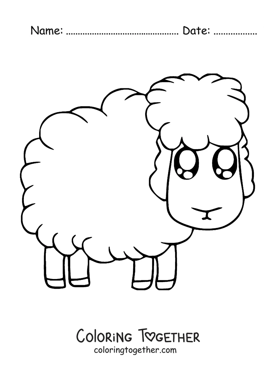 Coloring page of fluffy sheep with bright eyes