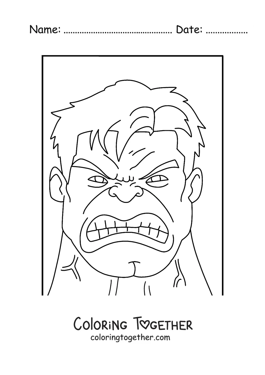 Coloring page of Hulk's angry face