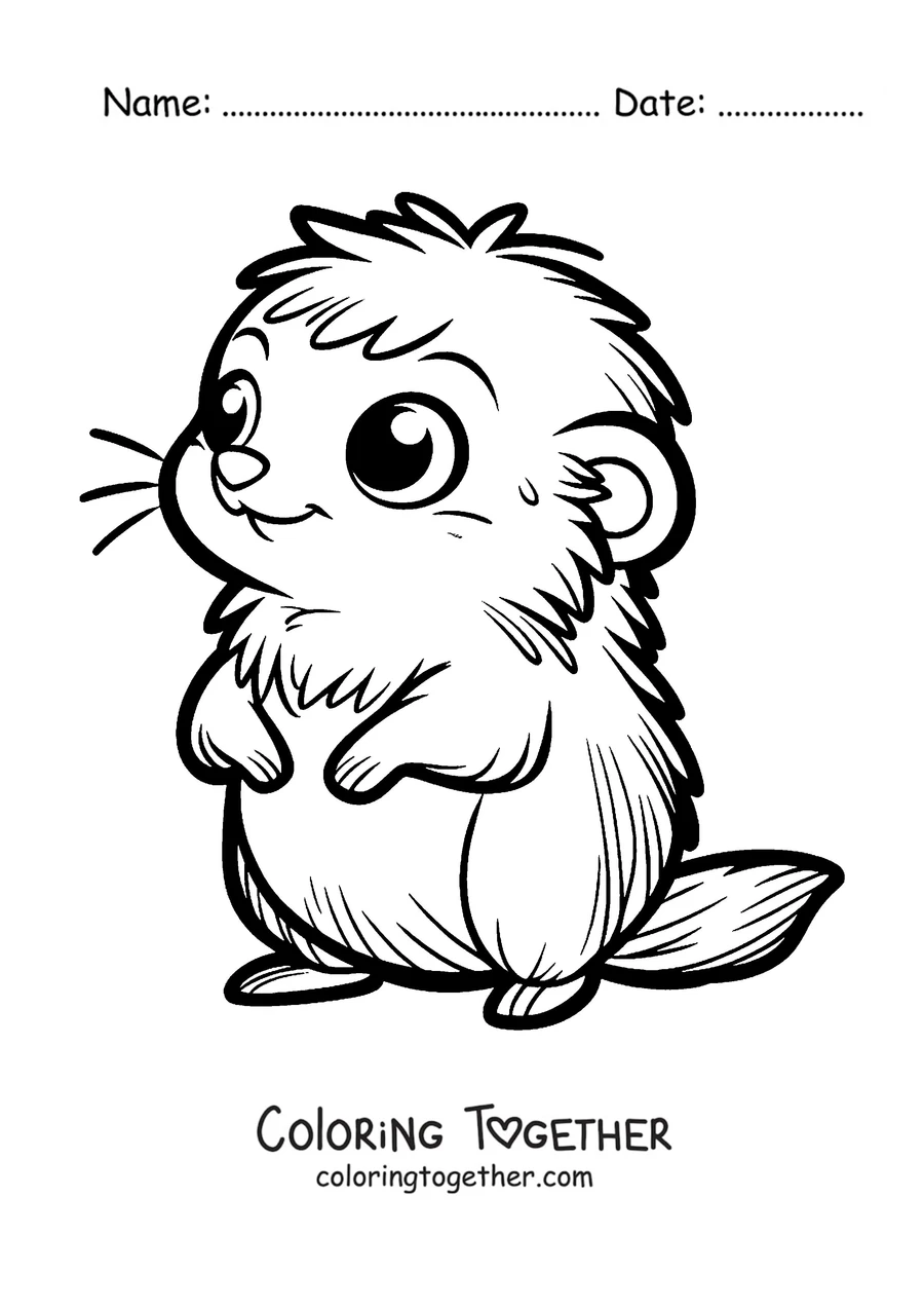 Coloring page of a lemming standing on two legs