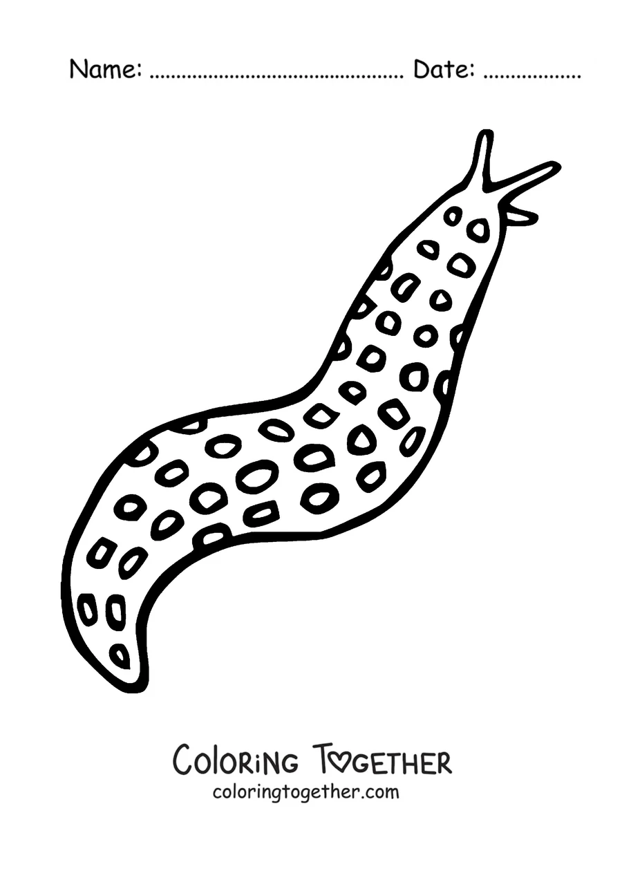 Coloring page of a leopard slug covered in spots