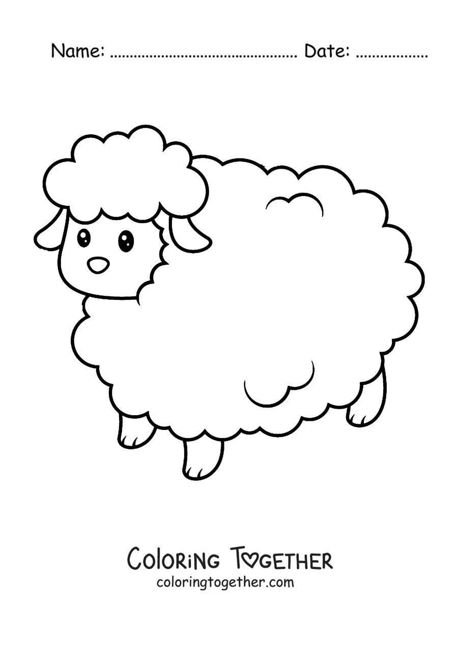 Coloring page of little lamb standing