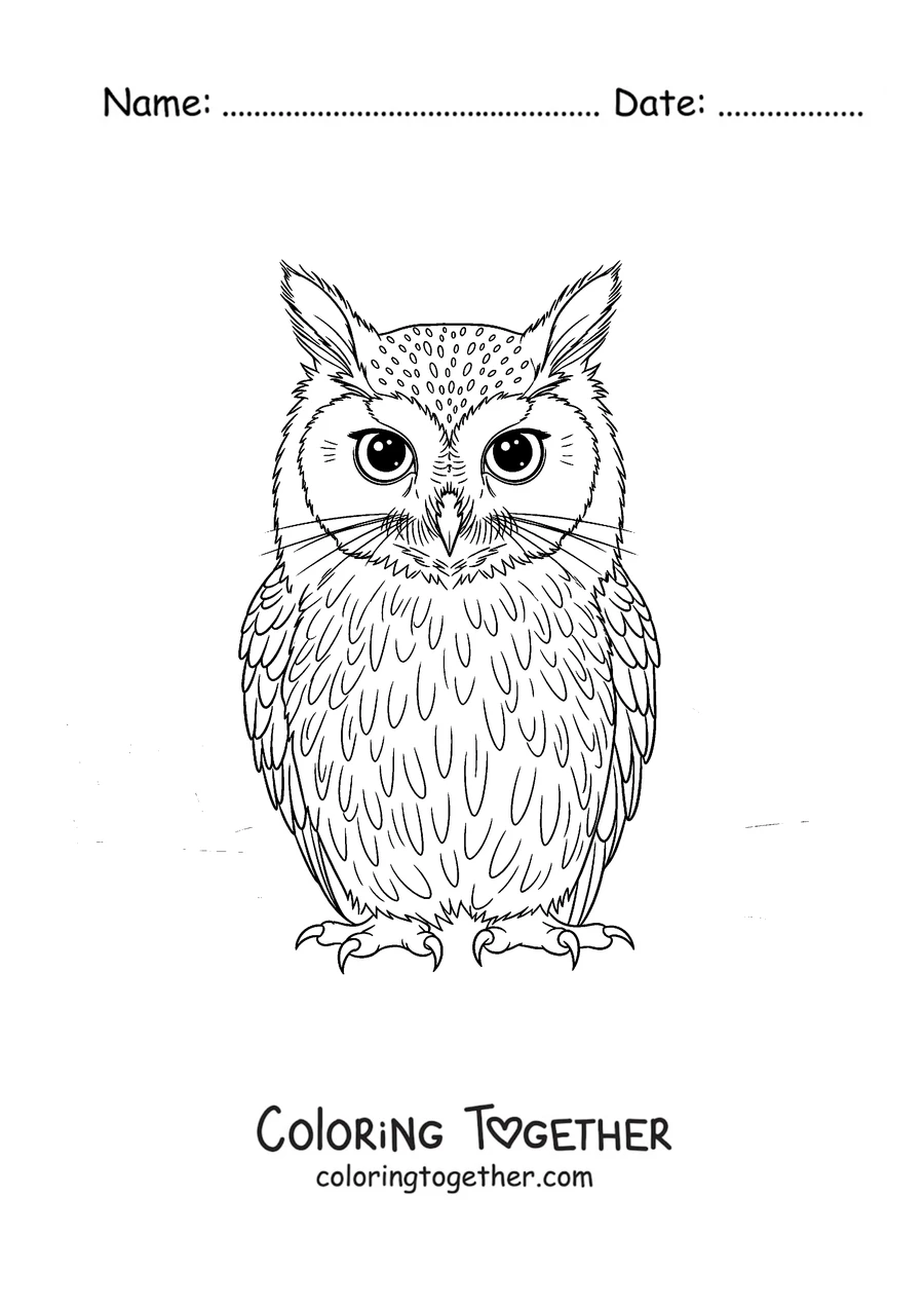 Coloring page of a majestic Meowl with big eyes