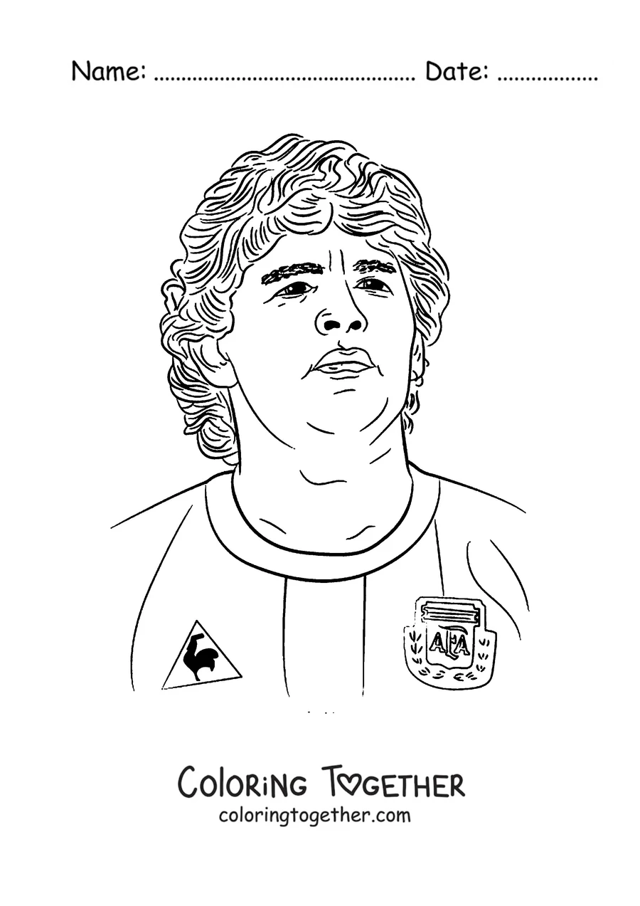 Coloring page of Maradona in the Argentina shirt