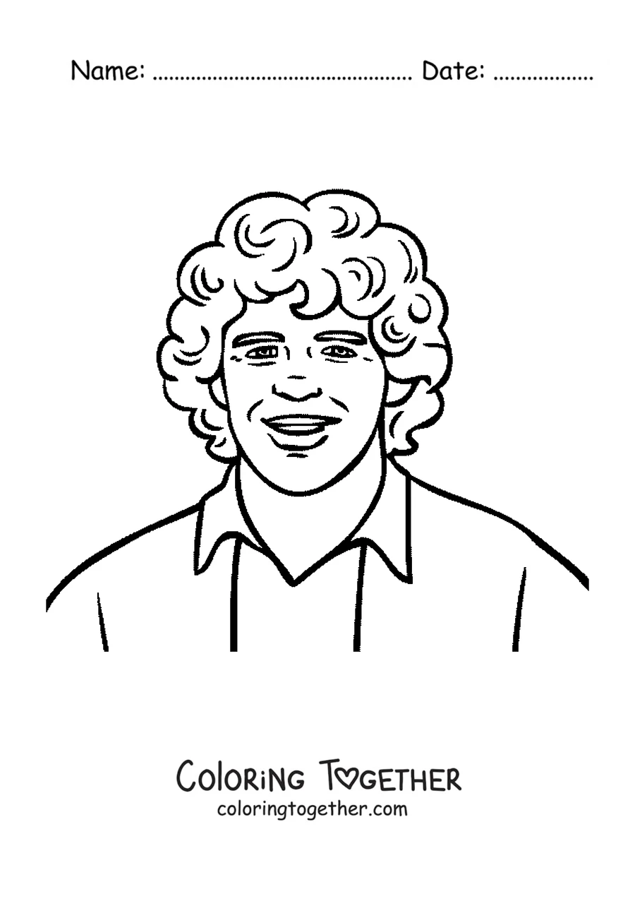 Coloring page of Maradona smiling