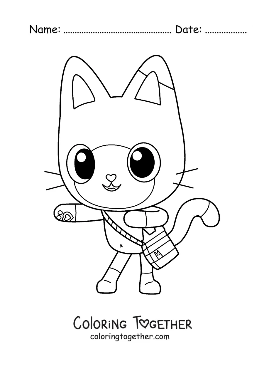 Coloring page of Pandy Paws, Gabby's cat-panda friend