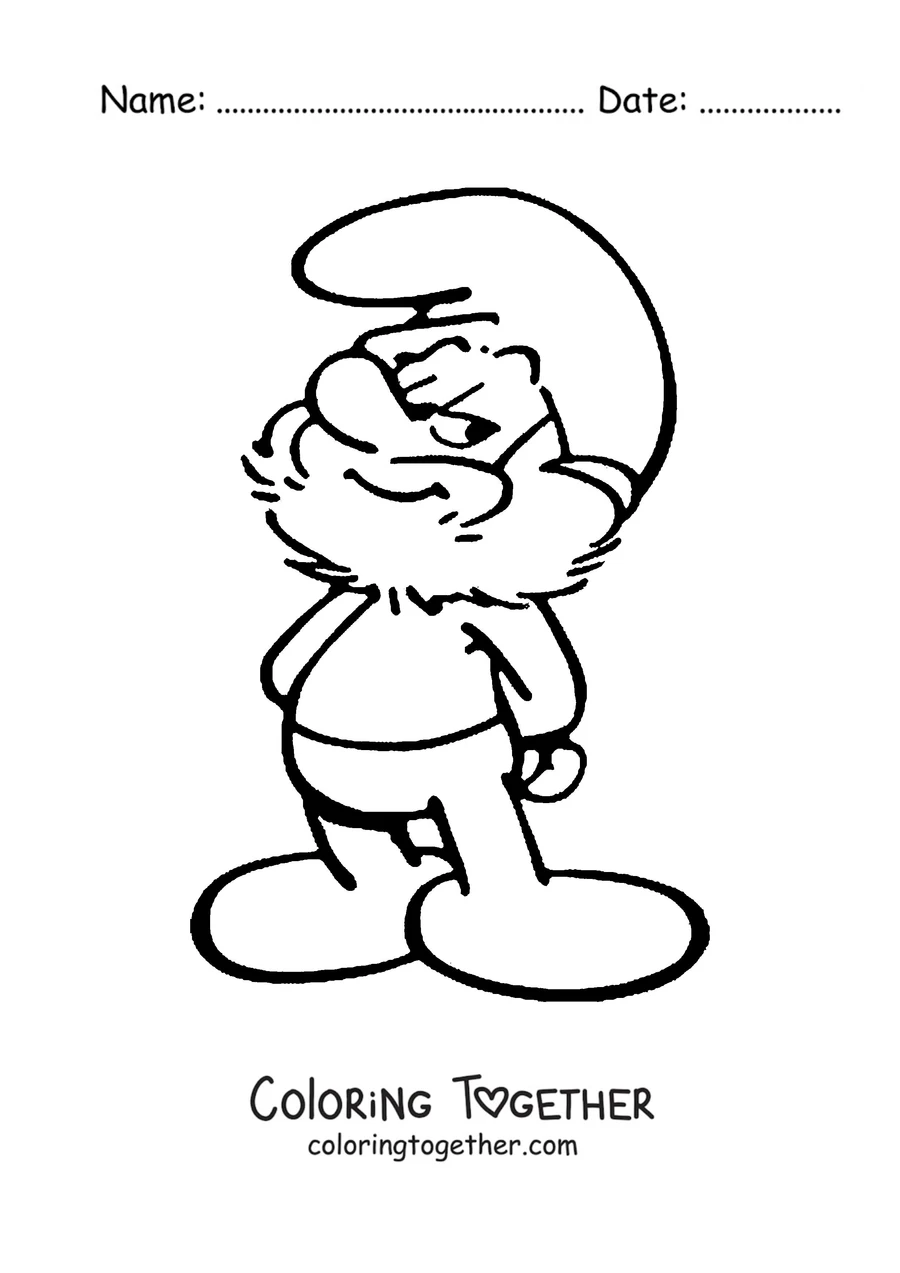 Coloring page of Papa Smurf