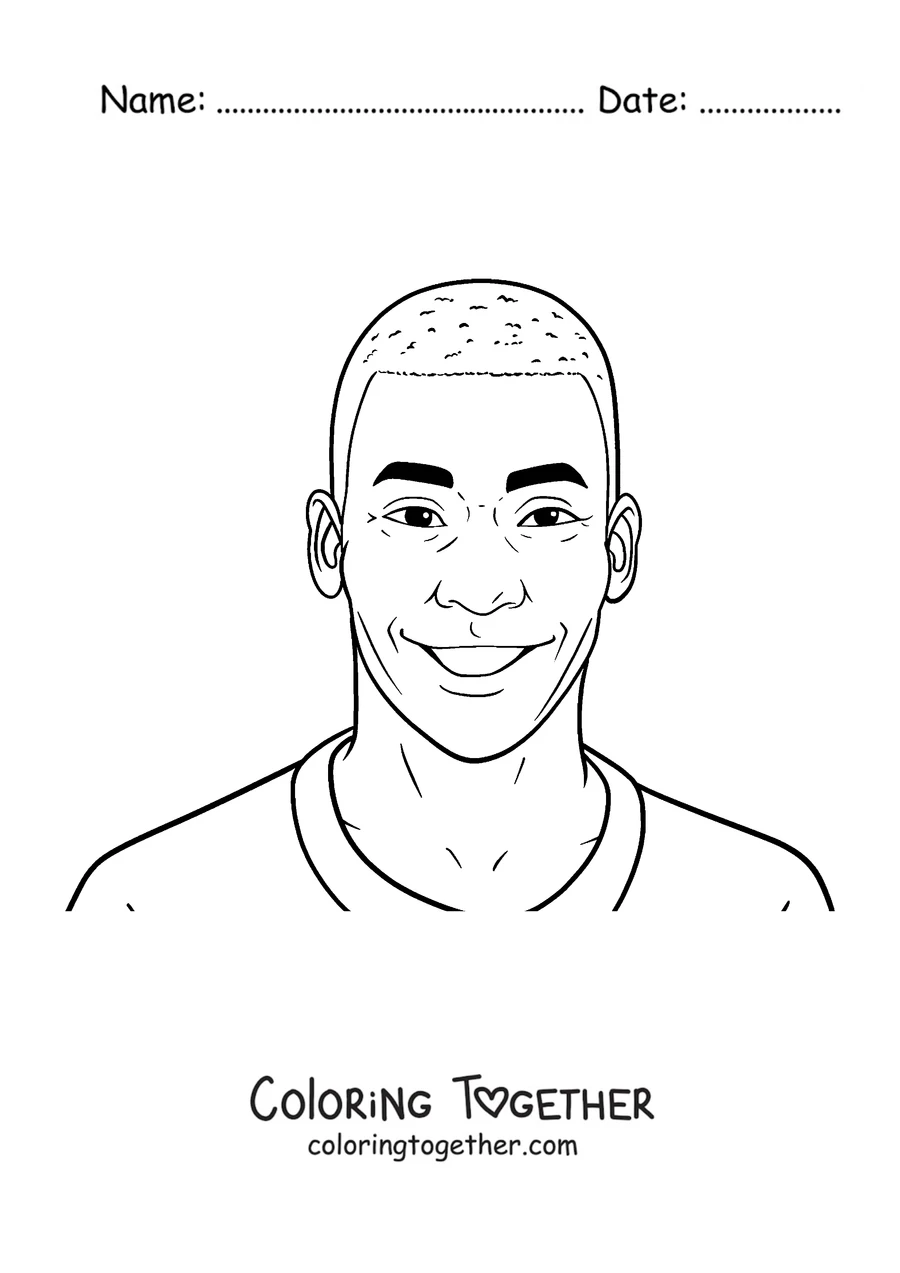 Coloring page of Pelé's smiling face