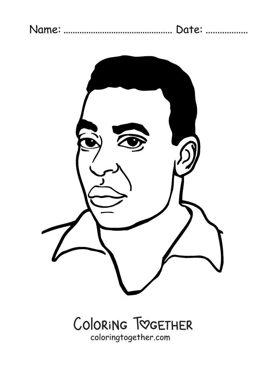 Coloring page of a portrait of Pelé