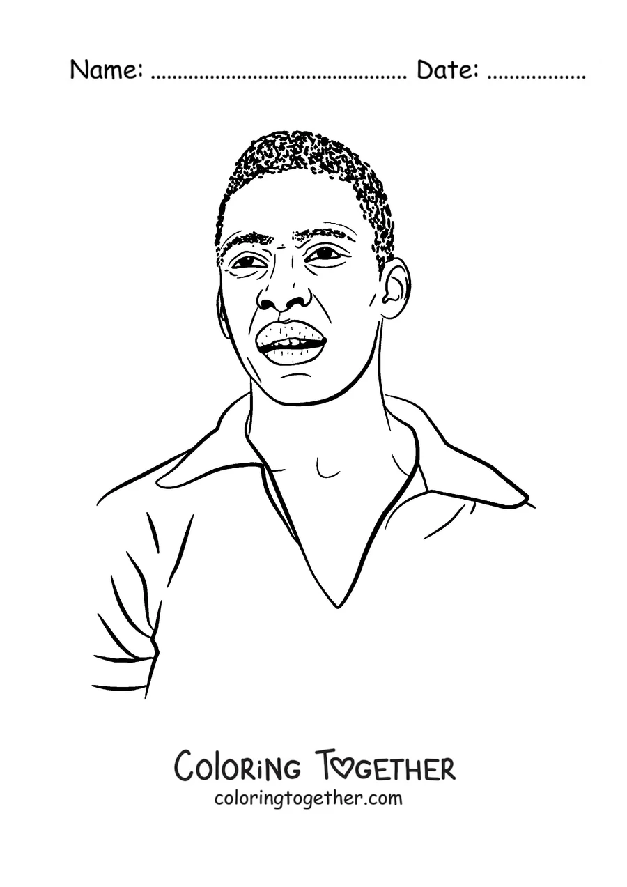 Coloring page of Pelé smiling