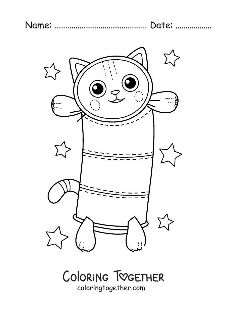 Coloring page of Pillow Cat, the sleepy cat
