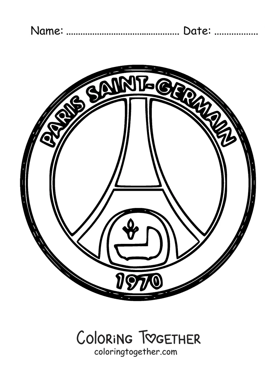 Coloring page of the classic PSG crest with the year 1970