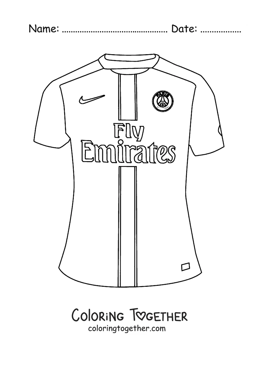 Coloring page of the PSG jersey