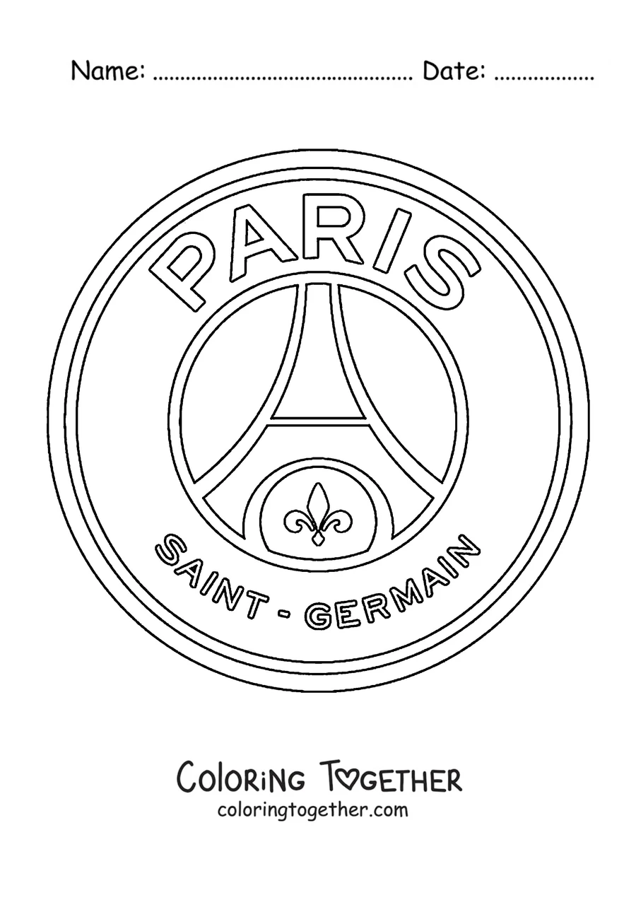 Coloring page of the round PSG logo