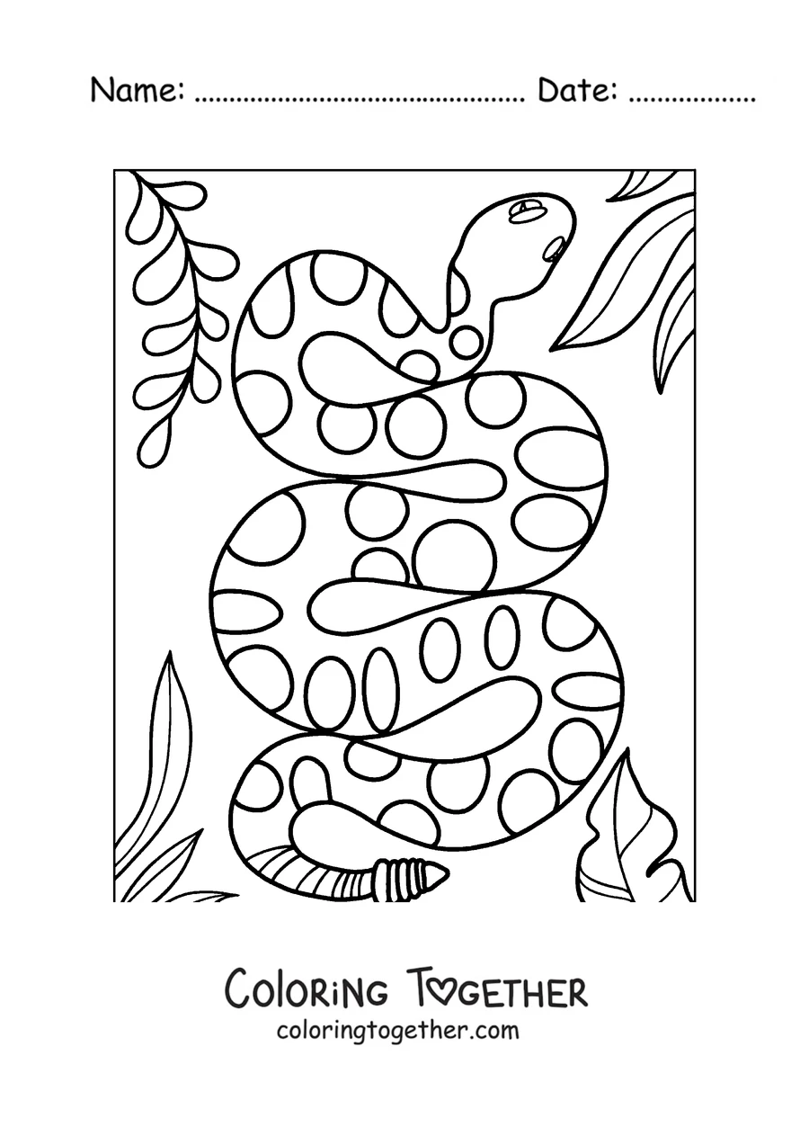 Coloring page of a rattlesnake