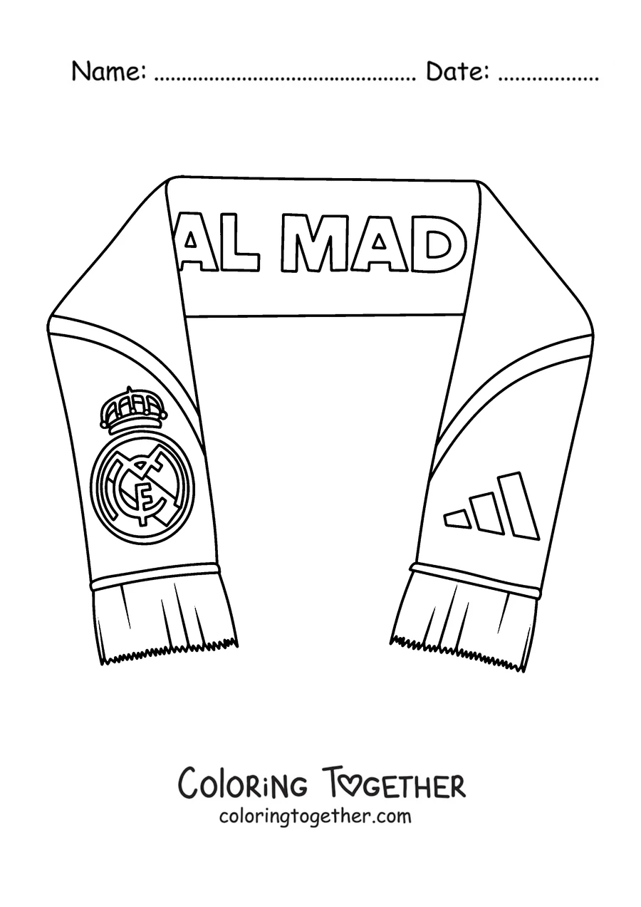 Coloring page of a Real Madrid supporter's scarf