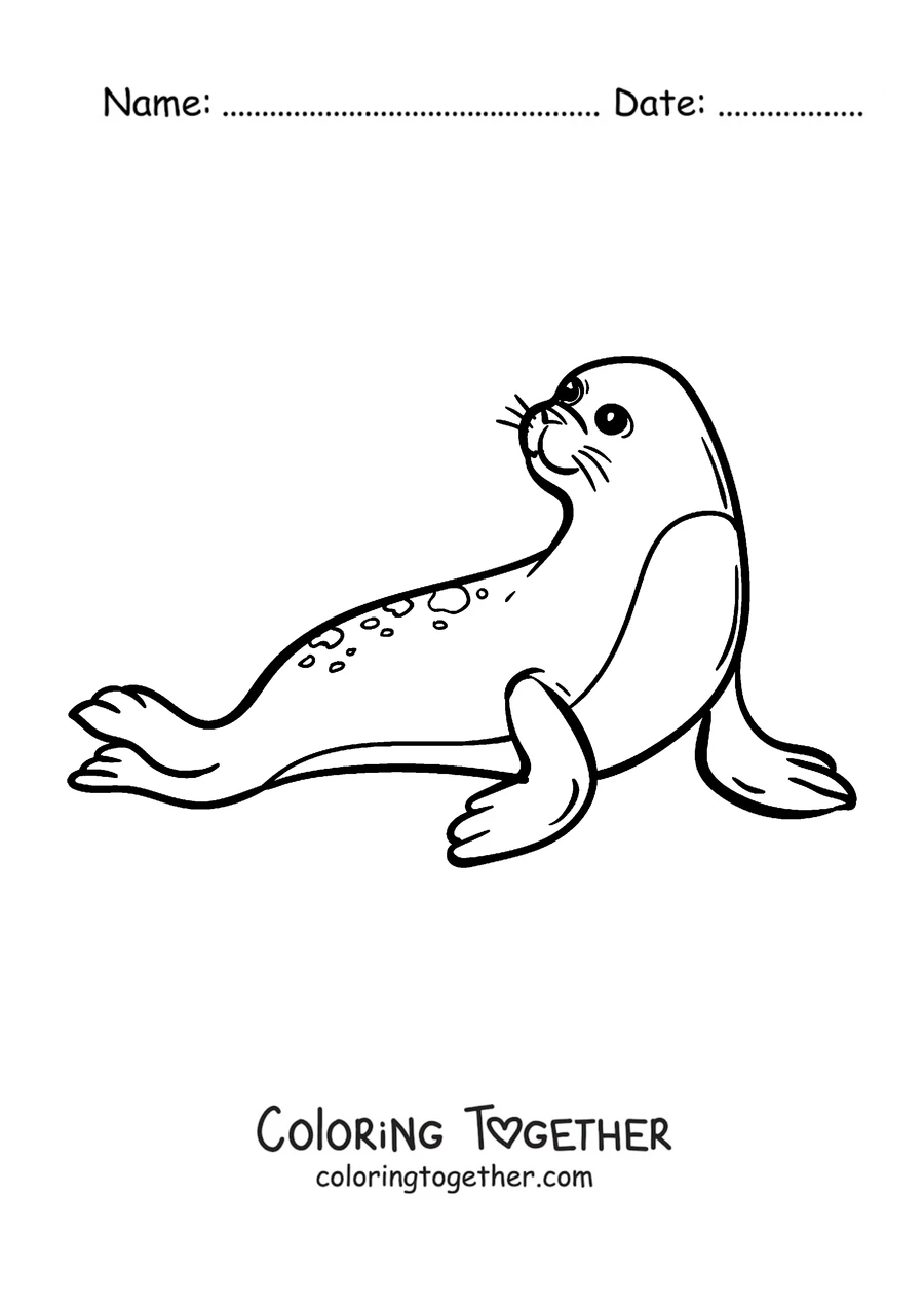 Coloring page of a seal resting on the ice
