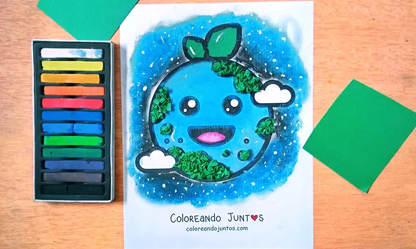 Drawing of the Earth colored by Coloring Together