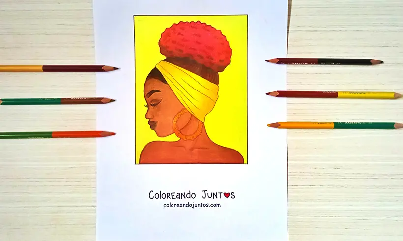 Drawing of a woman colored by Coloring Together