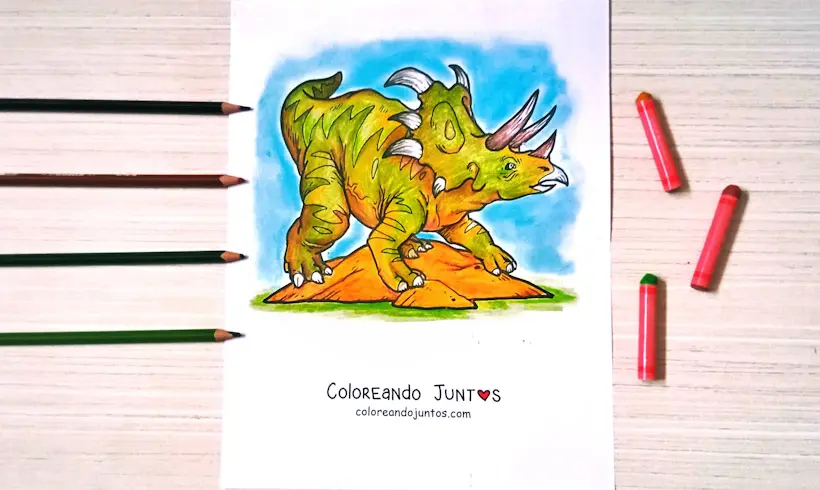Drawing of a Triceratops colored by Coloring Together