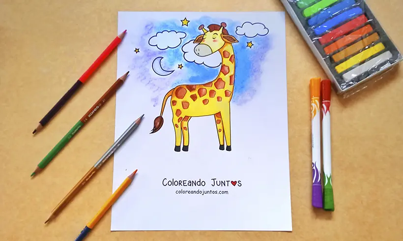Drawing of a giraffe colored by Coloring Together