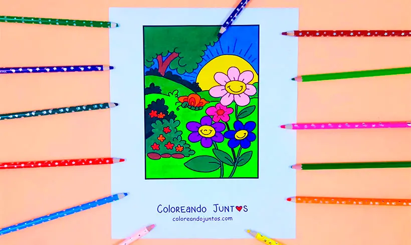 Drawing of spring colored by Coloring Together