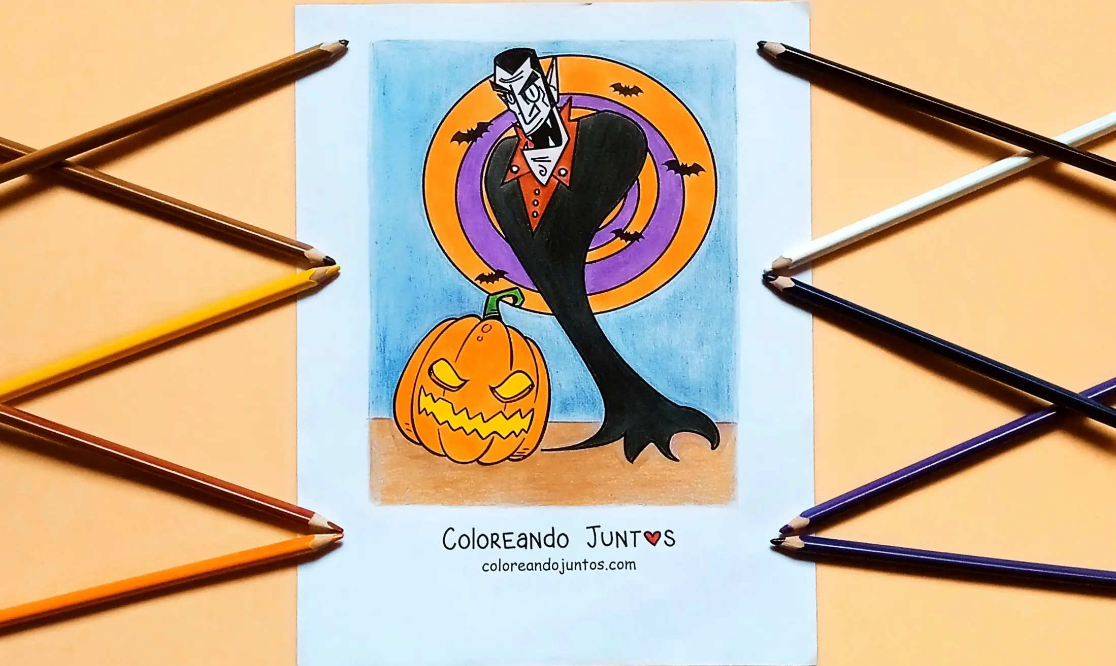 Drawing of a vampire colored by Coloring Together