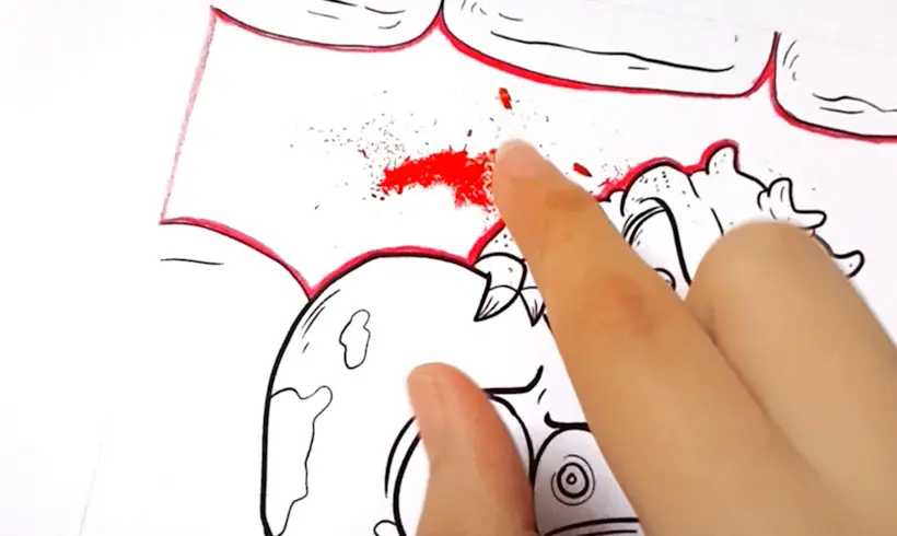 Step 2 to paint with colored shavings