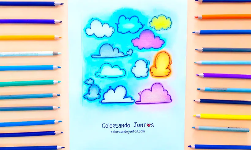 Drawing of clouds colored by Coloring Together