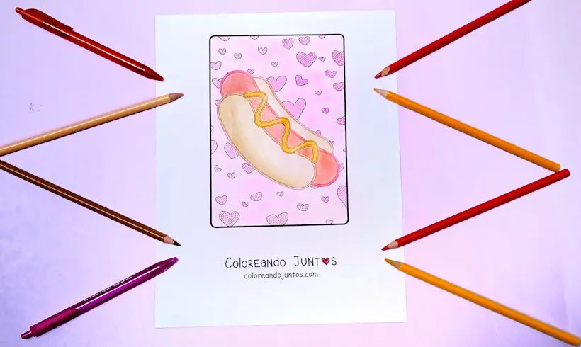 Drawing of a hot dog colored by Coloring Together