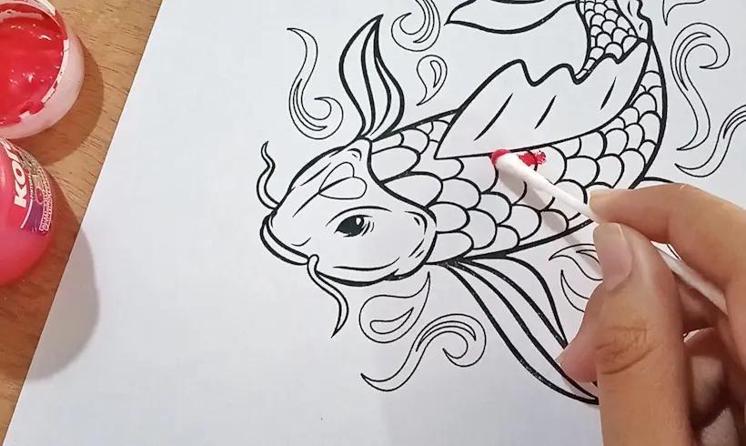 Step 1 to paint with cotton swabs and tempera paint