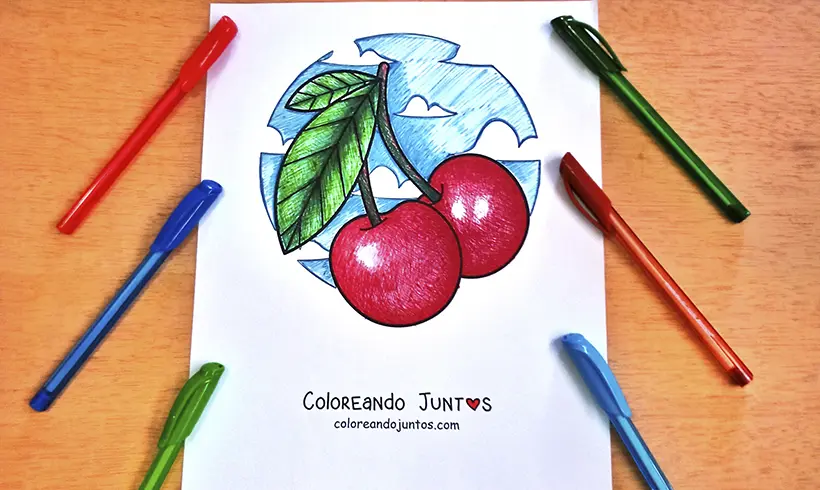 Cherries drawing colored by Coloring Together