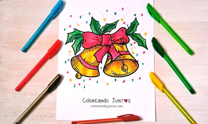 Christmas bells drawing colored by Coloring Together