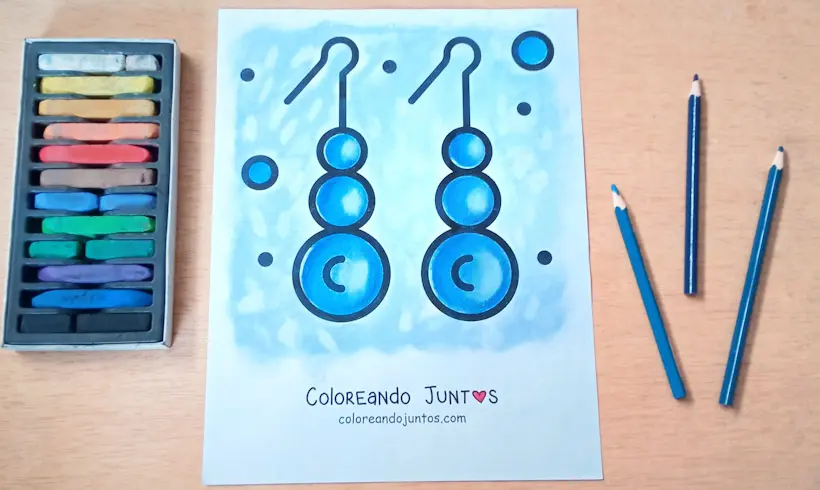 Drawing of earrings colored with the erasing technique
