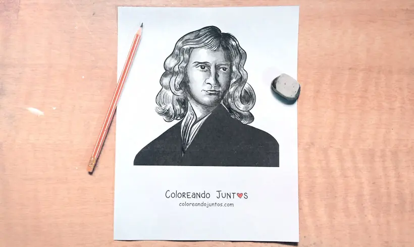 Drawing of Isaac Newton colored by Coloring Together