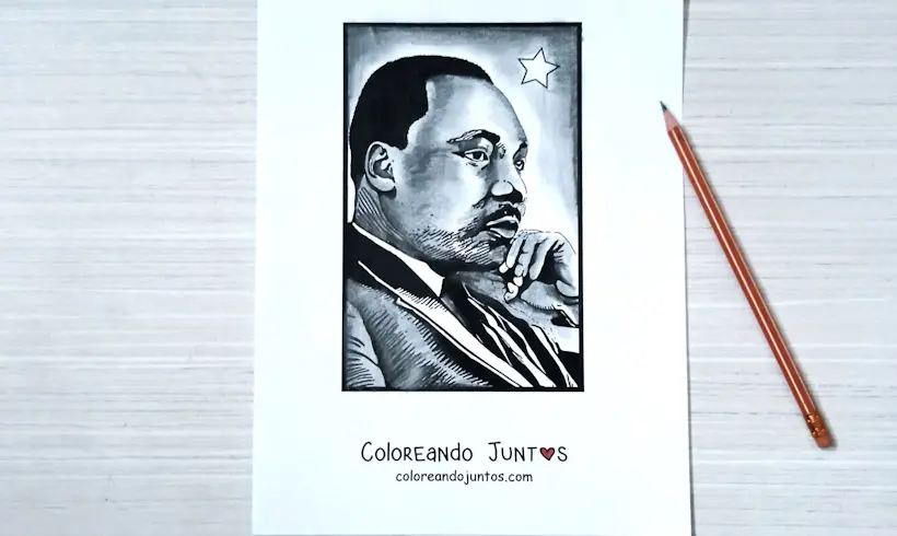 Drawing of Martin Luther King colored by Coloring Together