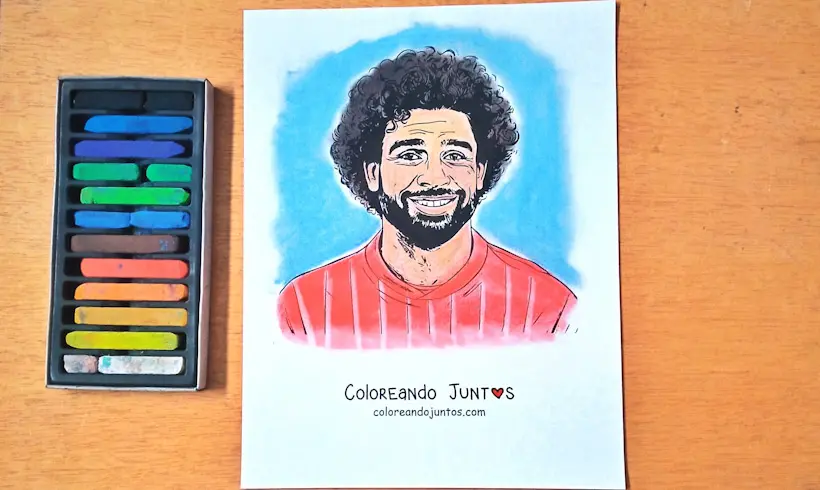 Drawing of Mohamed Salah colored by Coloring Together