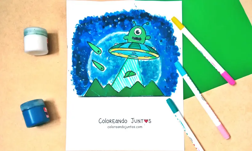 Drawing of an alien colored by Coloring Together